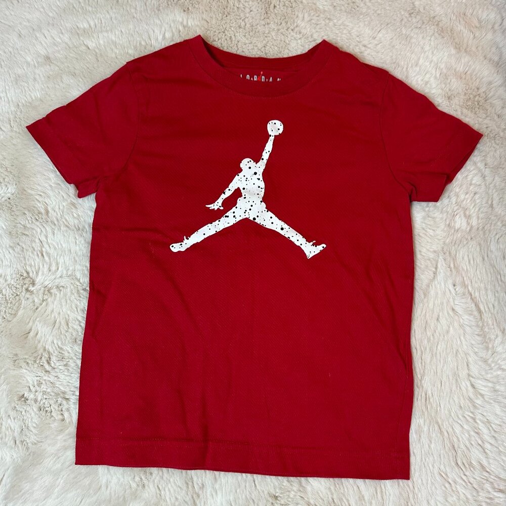 Jordan Red Short Sleeve Tee with Bold Jumpman Design - Boys Small